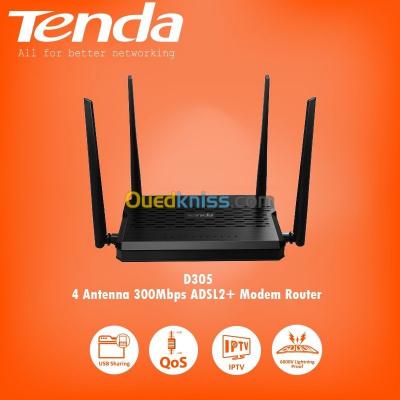 Tenda D305 – Modem Routeur sans fil Wireless N300 ADSL 2 Twins Multimedia