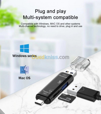 Lecteur Micro SD OTG multi 3 en 1 USB 2.0 Type C Micro USB Android Windows MacBook