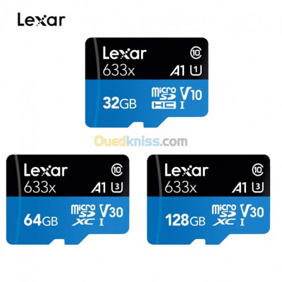 Carte mémoire Micro SD Lexar 633x 4K 32GB 64GB 128GB 100Mbps CLASS 10 ORIGINAL