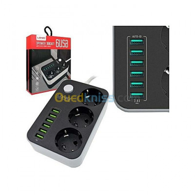 oran-algerie-accessoires-éléctronique-multiprise-ldnio-3-prises-6-usb