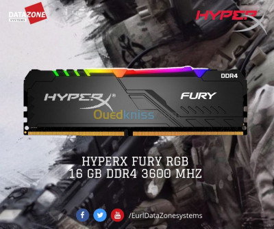 RAM HyperX Fury RGB 8 &16 GB DDR4 3600 MHz 