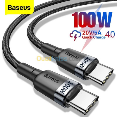 cable-baseus-pd-usb-c-type-vers-to-100w-5a-480mbps-2m-saoula-algiers-algeria