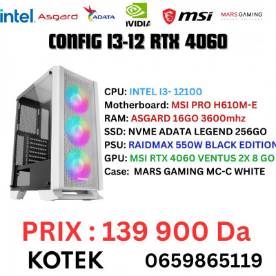 CONFIG PC GAMER I3-12 RTX 4060 16GO 256 NVME
