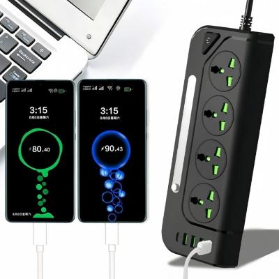 Multiprise 4 Sockets + 4 Ports USB 1 Type-C 4000W Protection Surcharge et Lampe De Chevet 