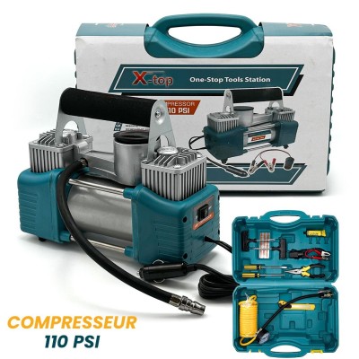 XTop Compresseur dAir Double Cylindre avec Kit de réparation 12V -150PSI 