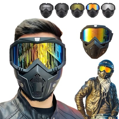 Casque Intégral Moto avec Lunettes Amovibles Anti-Buée