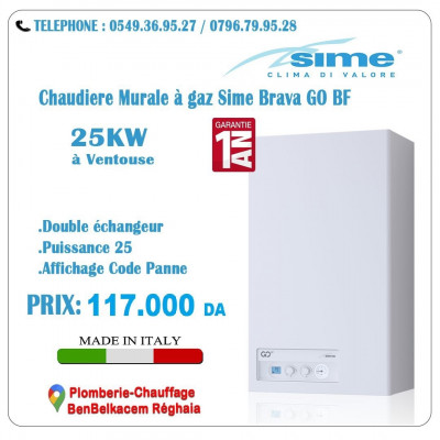 Chaudiere murale à gaz Sime brava GO BF 25/30/40 kw a ventouse made in Italy 