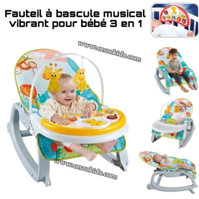  Fauteuil à bascule musical vibrant pour bébé Nest Chair 3 en 1 vert