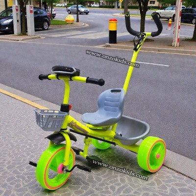 Vélo enfant tricycle multifonction avec poignée de poussée