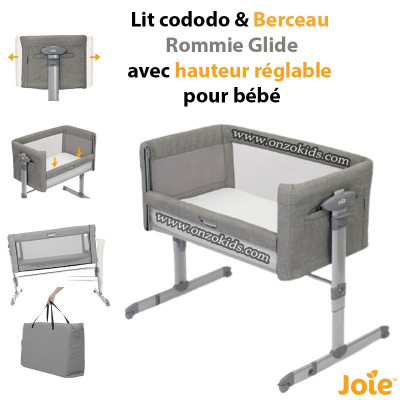 Lit cododo & Berceau Rommie Glide avec hauteur réglable pour bébé | Joie