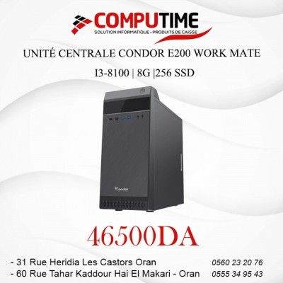 UNITÉ CENTRALE Condor E200 WorkMate   i3-8100 | 8G B | 256GO REF: E200I38B36