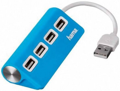 Hub USB 4 ports Hama USB 2.0 480 Mbit/s BLEU 