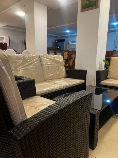  PROMOTION Salon de Jardin en Rotin Noir 4 Places importation 