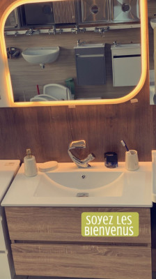 Meuble en bois 60cm - vasque - miroir applique LED - Ready - AURLANE