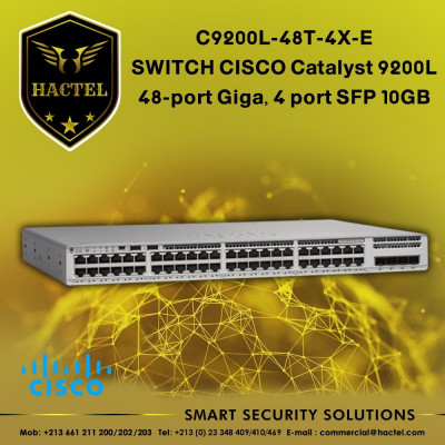 Switch Cisco Catalyst C9200L- 48P-4X-E , 48 Ports Giga PoE , 4 Ports SFP 10GB