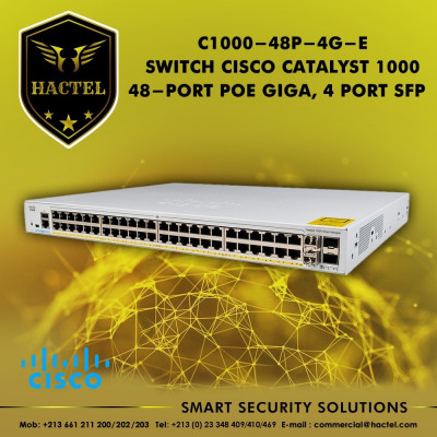 Switch Cisco C1000-48p-4G-L , 48 Ports PoE Giga , 4 Ports SFP 1GB