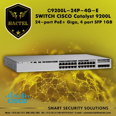 Switch Cisco C9200L-24P-4G-E , 24 Ports PoE Giga , 4 Ports SFP 1GB
