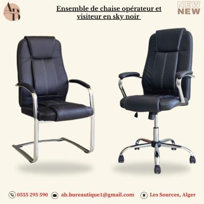 Ensemble de chaise opérateur et visiteur Finition en sky noir