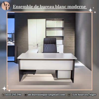 Ensemble de bureau principal avec Retour latéral , Armoire vitrée ou pleine ,Bahut et Table basse