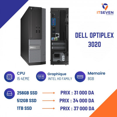 DELL Optiplex 3020 I5 4eme , 8GB , 256/512 SSD