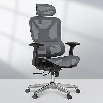 Chaise Bureau Ergonomique en Maille Pivotante Réglable en Hauteur avec Appuie-tête 