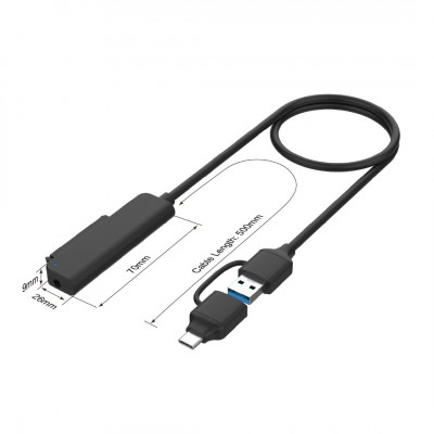 Adaptateur USB-C & USB 3.0 To SATA avec HUB USB 3.0 à 3 ports