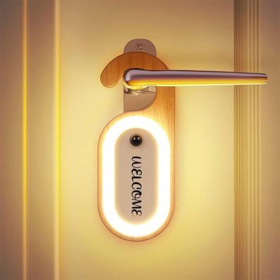 Lampe de porte en bois avec capteur de mouvement portable