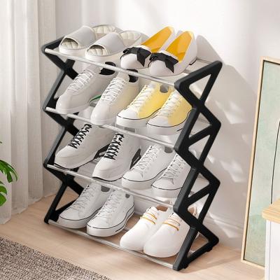 Rangement Chaussures 4 Étagères - Tubes dAcier Solides et Compact