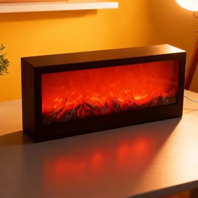 Cheminée Décorative LED avec Effet Flammes  Forme Rectangulaire