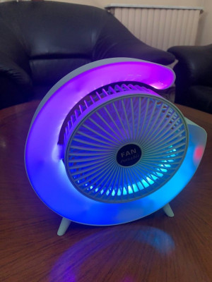 Ventilateur de table portable avec lampe G décorative à LED USB