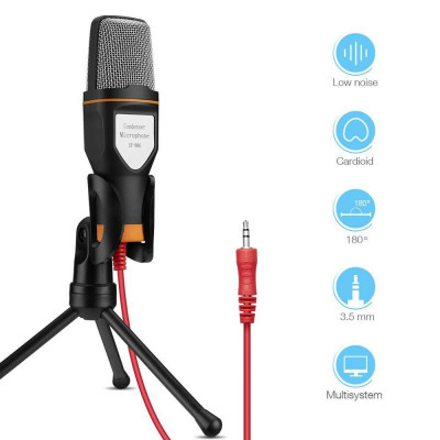 Microphone professionnel à condensateur SF-666 USB avec trépied pour Studio audio, enregistrement