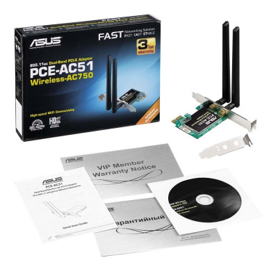 Adaptateur Carte PCI-E double bande sans fil WiFi AC AC750 ASUS PCE-AC51 733 Mbps