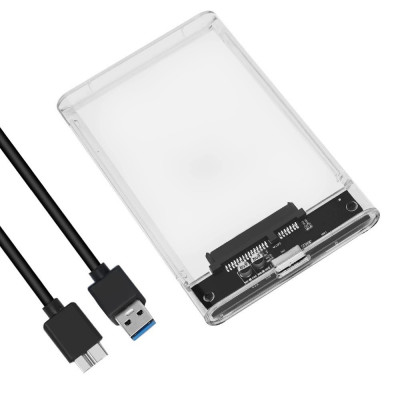 Rack Boîtier de disque dur HDD SSD Transparent 2.5 pouces USB 3.0 5gbps