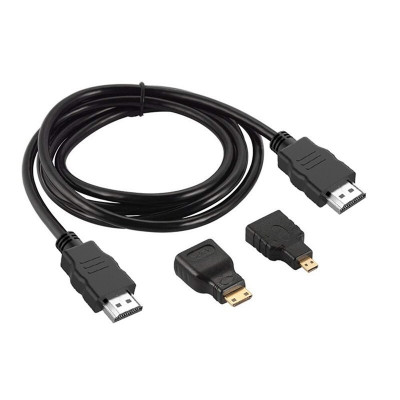Kit Câble HDMI 3 en 1 adaptateur Micro HDMI Mini HDMI 1.4V FULL HD 1080P 1.5m