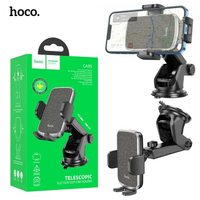 HOCO CA95 Support Télescopique Auto Voiture Telephone sur Tableau de Bord et Pare-Brise
