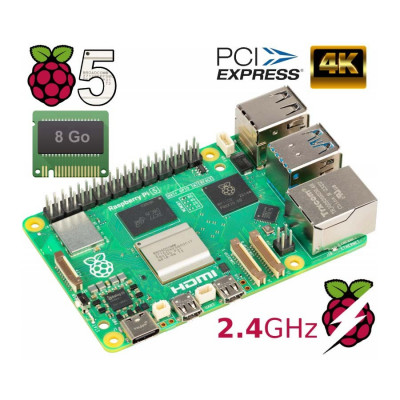 Raspberry Pi 5 8GB avec ventilateur official Active cooler