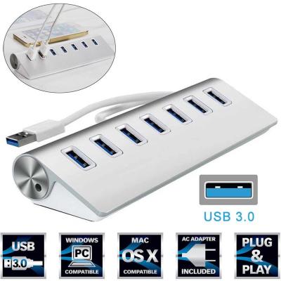 Hub USB 3.0 5Gbps HI-Speed 7 Ports USB en aluminium pour PC portable, MacOS