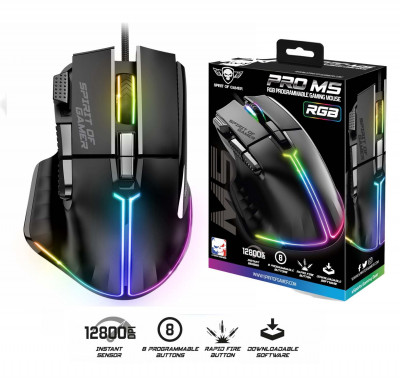 Souris Gaming filaire USB Spirit of gamer Pro-M5 S-PM5RGB RGB 12800 DPI 8 Boutons Programmables