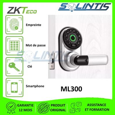 Serrure intelligente biométrique à empreinte, clavier numérique, Bluetooth ZKteco ML300