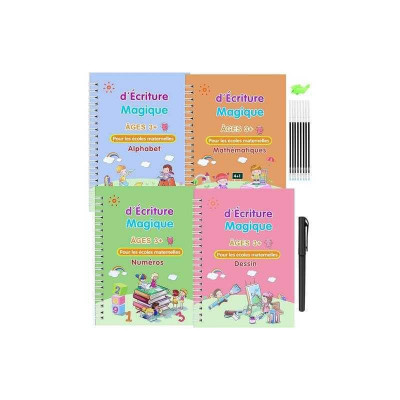Pack De Cahier D Écriture Méutilisable Pour Enfant 3 - 7 Ans Mathématiques, Dessin, Alphabet)