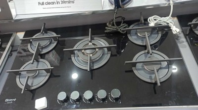 PROMO Plaque chauffante Brent 5feux Système tabona/ Font/ Thermocouple Noir vitrocéramique +Inox 