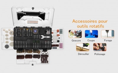Meterk MK32 Kit d'accessoires pour outils rotatifs, 378 pièces, adapté à l'outil rotatif pour couper, poncer et meuler 