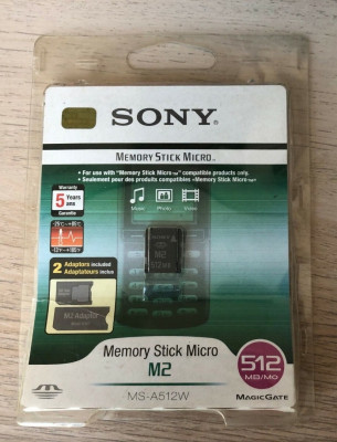 Sony MS-A512W Memory Stick Micro M2, 512 Mo avec adaptateur M2 / Pro Duo