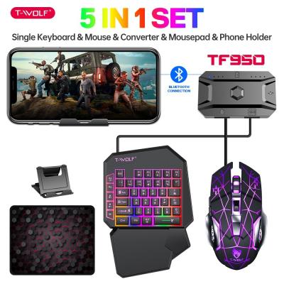Kit Mobile Gaming 5en1 Clavier & Souris & Tapis de Souris & Convertisseur et support TF950 T-WOLF