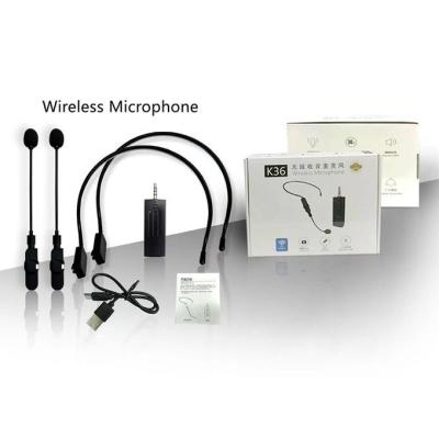 Microphone Sans Fil Auxiliaire Doubl Transmetteur pour Enregistrement,Vlog.. Multi-plateformes K36