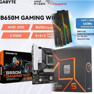 BUNDLE GIGABYTE B650M GAMING WIFI + CPU AMD 7600X + 32G RAM DD5 ASGARD 6400MHz, 6800MHz