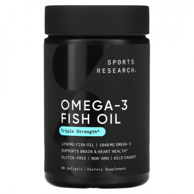 Sports Research Omega3 Fish Oil, Triple Strength, 1,250 mg, Softgel