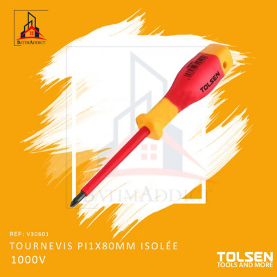 TOURNEVIS PI1X80MM ISOLÉE 1000V TOLSEN