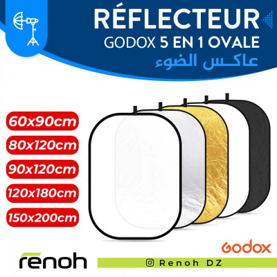 GODOX - Réflecteur pliable ovale 5 en 1 diffuseur blanc noire argent doré
