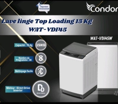 Promotion machine a laver condor 15kg top direct drive inverter grise 